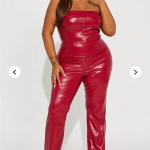 Women's Red Faux Leather Set